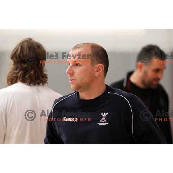 Gorazd Skof of Slovenia during practice session of Slovenia Handball team in Sports Hall Zrece, Slovenia on June 3, 2012 