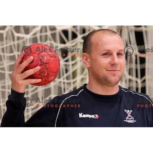 Gorazd Skof of Slovenia during practice session of Slovenia Handball team in Sports Hall Zrece, Slovenia on June 3, 2012 