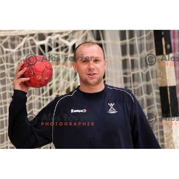 Gorazd Skof of Slovenia during practice session of Slovenia Handball team in Sports Hall Zrece, Slovenia on June 3, 2012 