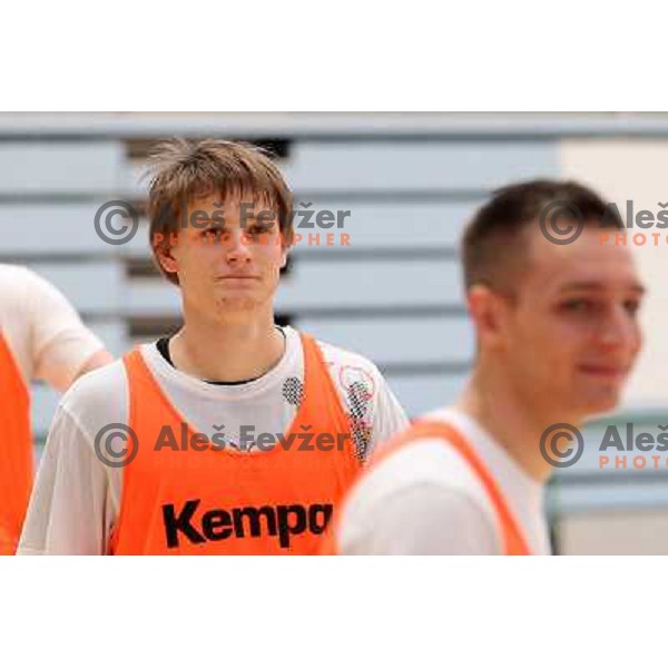 Players of Slovenia during practice session of Slovenia Handball team in Sports Hall Zrece, Slovenia on June 3, 2012 