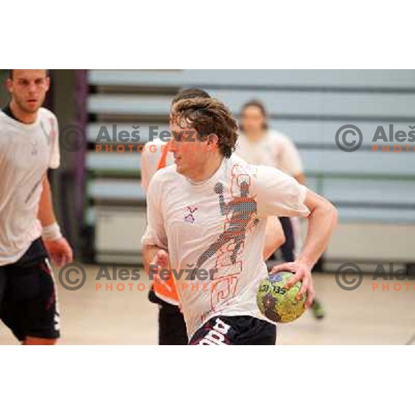David Miklavcic of Slovenia during practice session of Slovenia Handball team in Sports Hall Zrece, Slovenia on June 3, 2012 