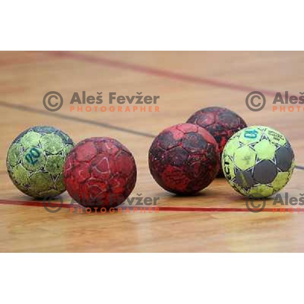 Players of Slovenia during practice session of Slovenia Handball team in Sports Hall Zrece, Slovenia on June 3, 2012 