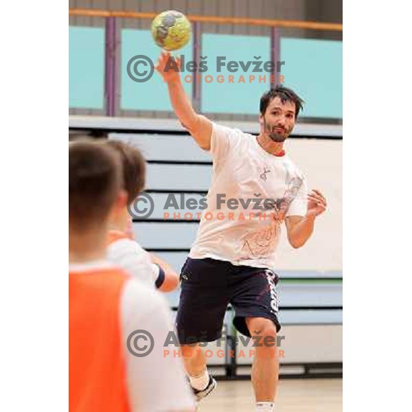 David Spiler of Slovenia during practice session of Slovenia Handball team in Sports Hall Zrece, Slovenia on June 3, 2012 