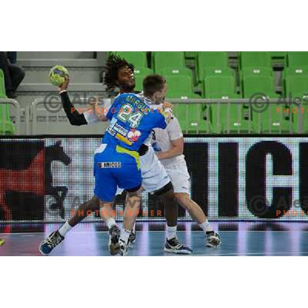 Gasper Marguc in action during handball game Slovenia- Portugal, Handball World championship 2013 Qualifier, Stozice Arena, Ljubljana, 09.06.2012 