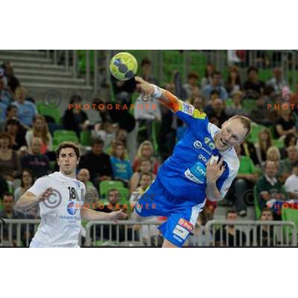 Miha Zvizej in action during handball game Slovenia- Portugal, Handball World championship 2013 Qualifier, Stozice Arena, Ljubljana, 09.06.2012 