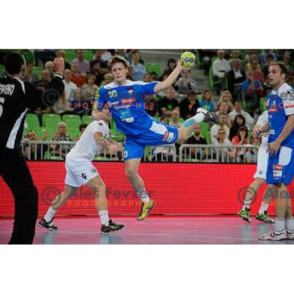 Jure Dolenec in action during handball game Slovenia- Portugal, Handball World championship 2013 Qualifier, Stozice Arena, Ljubljana, 09.06.2012 