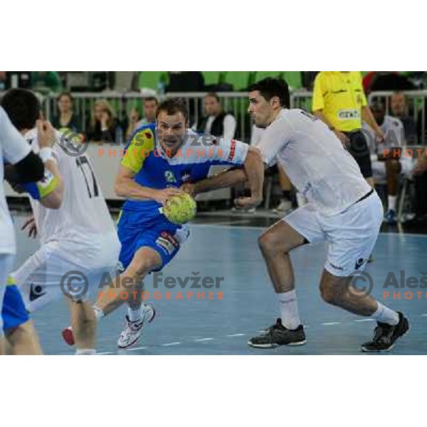 Uros Zorman in action during handball game Slovenia- Portugal, Handball World championship 2013 Qualifier, Stozice Arena, Ljubljana, 09.06.2012 