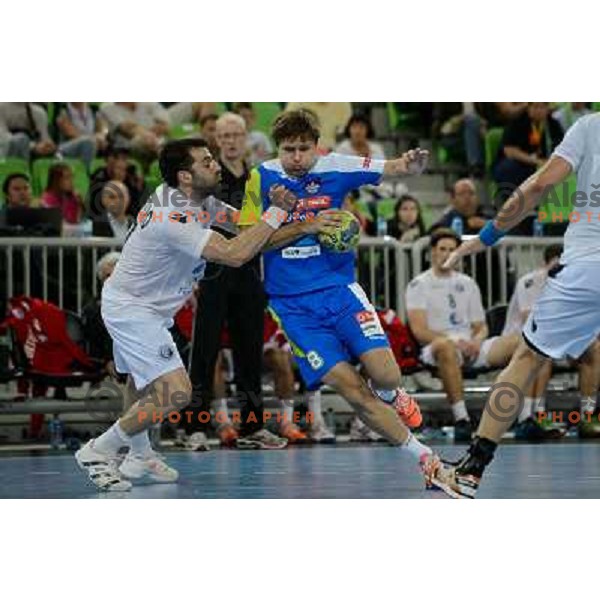 Roman Bezjak in action during handball game Slovenia- Portugal, Handball World championship 2013 Qualifier, Stozice Arena, Ljubljana, 09.06.2012 