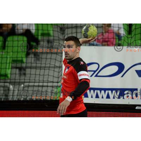 Primoz Prost in action during handball game Slovenia- Portugal, Handball World championship 2013 Qualifier, Stozice Arena, Ljubljana, 09.06.2012 