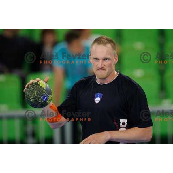 Miha Zvizej in action during handball game Slovenia- Portugal, Handball World championship 2013 Qualifier, Stozice Arena, Ljubljana, 09.06.2012 