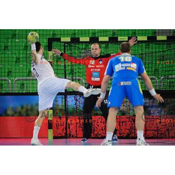 Gorazd Skof in action during handball game Slovenia- Portugal, Handball World championship 2013 Qualifier, Stozice Arena, Ljubljana, 09.06.2012 