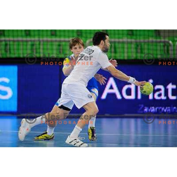 Jure Dolenec in action during handball game Slovenia- Portugal, Handball World championship 2013 Qualifier, Stozice Arena, Ljubljana, 09.06.2012 