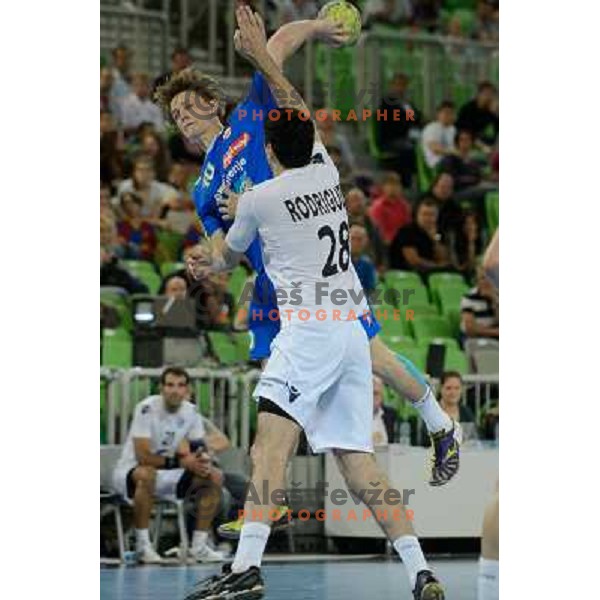 Jure Dolenec in action during handball game Slovenia- Portugal, Handball World championship 2013 Qualifier, Stozice Arena, Ljubljana, 09.06.2012 