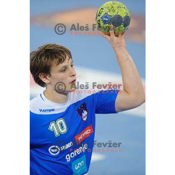 Jure Dolenec in action during handball game Slovenia- Portugal, Handball World championship 2013 Qualifier, Stozice Arena, Ljubljana, 09.06.2012 
