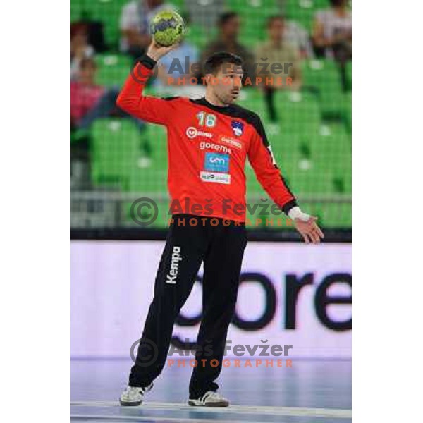 Primoz Prost in action during handball game Slovenia- Portugal, Handball World championship 2013 Qualifier, Stozice Arena, Ljubljana, 09.06.2012 