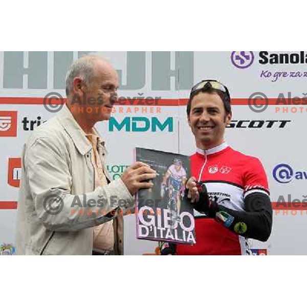 Joze Mermal and Gilberto Simoni of Italy during Cycling marathon Franja - UCI World Cycling Tour in Ljubljana, Slovenia on June 10, 012 