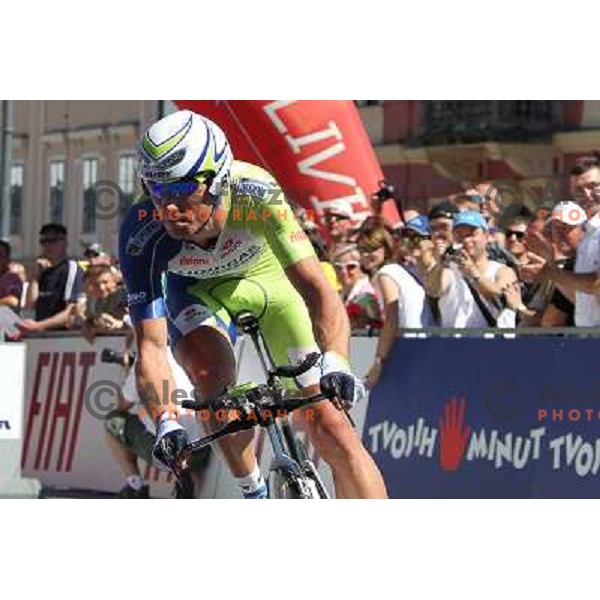 Kristijan Koren of Slovenia , member of professional cycling team Liquigas winner of 17.8 km cronometer race and 3rd placed overall on 19.Tour de Slovenie ( Dirka po Sloveniji) in Ljubljana on June 17, 2012 