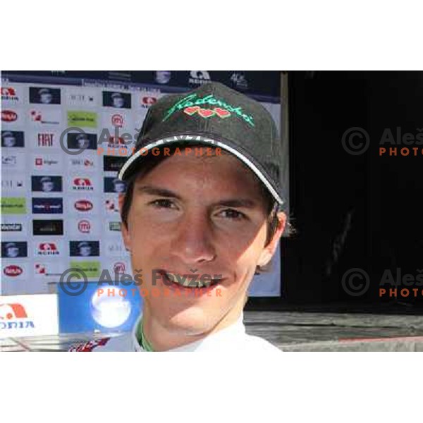 Jan Polanc of Slovenia , member of professional cycling team Radenska-Rog, best young cyclist on 19.Tour de Slovenie ( Dirka po Sloveniji) in Ljubljana on June 17, 2012 