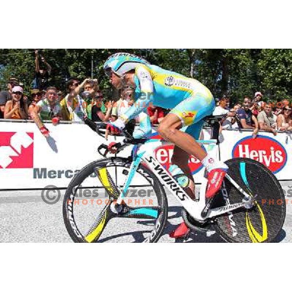 Jani Brajkovic of Slovenia , member of professional cycling team team Astana overall winner of 19.Tour de Slovenie ( Dirka po Sloveniji) in Ljubljana on June 17, 2012 