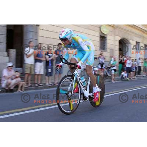 Jani Brajkovic of Slovenia , member of professional cycling team team Astana overall winner of 19.Tour de Slovenie ( Dirka po Sloveniji) in Ljubljana on June 17, 2012 