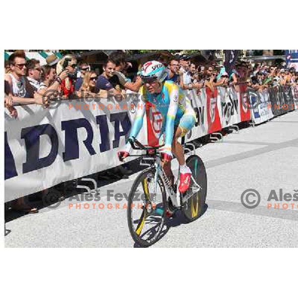 Jani Brajkovic of Slovenia , member of professional cycling team team Astana overall winner of 19.Tour de Slovenie ( Dirka po Sloveniji) in Ljubljana on June 17, 2012 