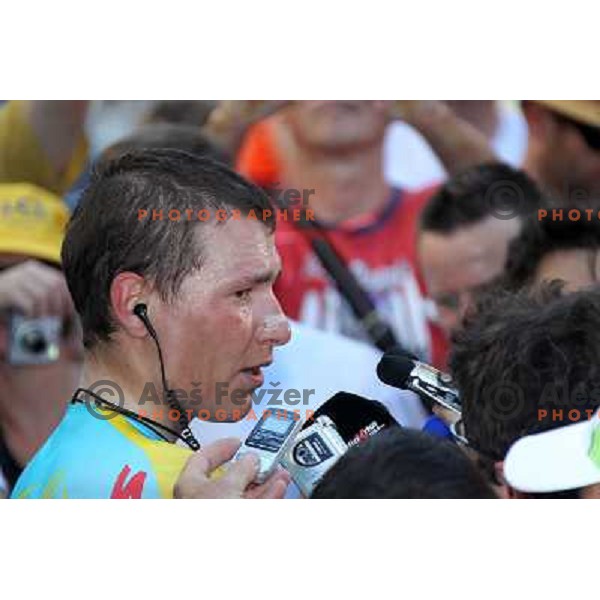 Jani Brajkovic of Slovenia , member of professional cycling team team Astana overall winner of 19.Tour de Slovenie ( Dirka po Sloveniji) in Ljubljana on June 17, 2012 