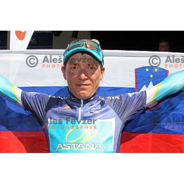 Jani Brajkovic of Slovenia , member of professional cycling team team Astana overall winner of 19.Tour de Slovenie ( Dirka po Sloveniji) in Ljubljana on June 17, 2012 