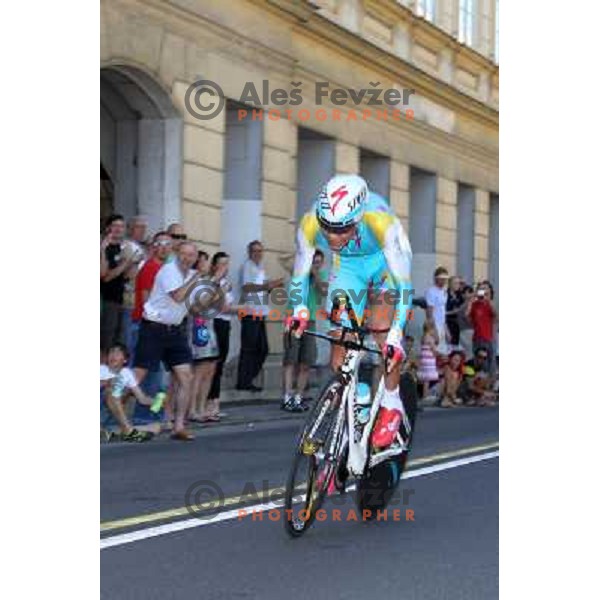 Jani Brajkovic of Slovenia , member of professional cycling team team Astana overall winner of 19.Tour de Slovenie ( Dirka po Sloveniji) in Ljubljana on June 17, 2012 