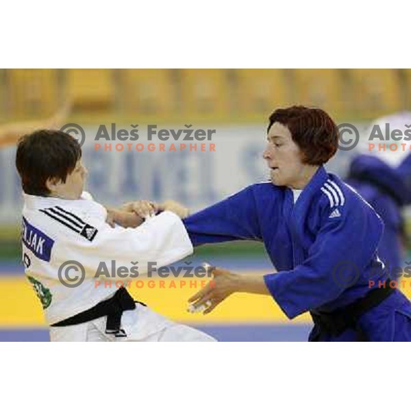 Nina Milosevic and Tina Trstenjak of Slovenia at European Cup Seniors "Celje Open" Judo tournament in Zlatorog Hall, Celje, Slovenia on June 16, 2012 