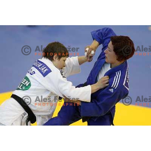 Tina Trstenjak and Nina Milosevic of Slovenia at European Cup Seniors "Celje Open" Judo tournament in Zlatorog Hall, Celje, Slovenia on June 16, 2012 