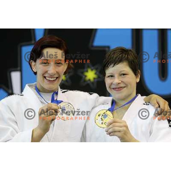 Nina Milosevic and Tina Trstenjak of Slovenia at European Cup Seniors "Celje Open" Judo tournament in Zlatorog Hall, Celje, Slovenia on June 16, 2012 