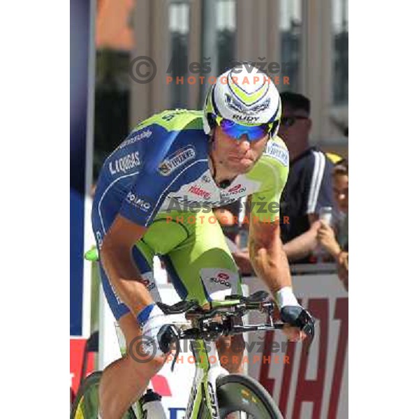 Kristijan Koren of Slovenia , mmeber of professional cycling team team Liquigas winner of 17.8 km cronometer race and 3rd placed overall on 19.Tour de Slovenie ( Dirka po Sloveniji) in Ljubljana on June 17, 2012 