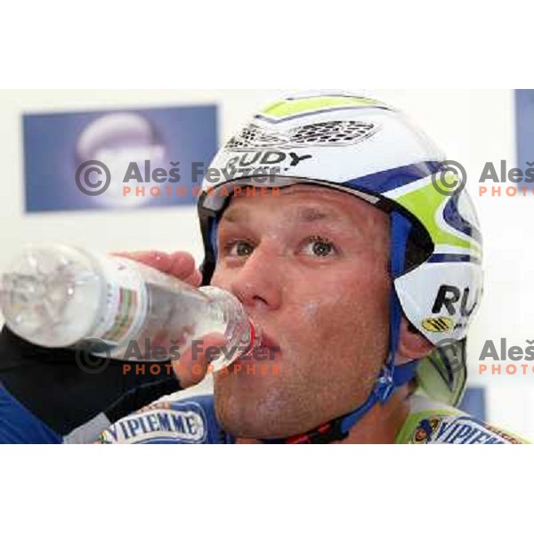 Kristijan Koren of Slovenia , mmeber of professional cycling team team Liquigas winner of 17.8 km cronometer race and 3rd placed overall on 19.Tour de Slovenie ( Dirka po Sloveniji) in Ljubljana on June 17, 2012 