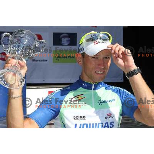 Kristijan Koren of Slovenia , mmeber of professional cycling team team Liquigas winner of 17.8 km cronometer race and 3rd placed overall on 19.Tour de Slovenie ( Dirka po Sloveniji) in Ljubljana on June 17, 2012 
