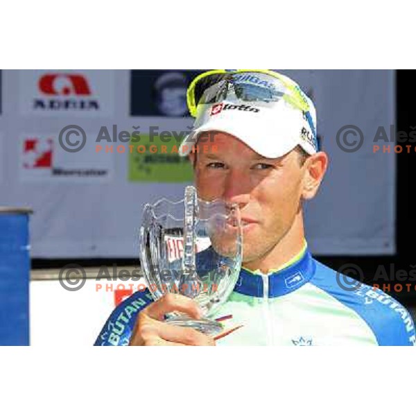 Kristijan Koren of Slovenia , mmeber of professional cycling team team Liquigas winner of 17.8 km cronometer race and 3rd placed overall on 19.Tour de Slovenie ( Dirka po Sloveniji) in Ljubljana on June 17, 2012 