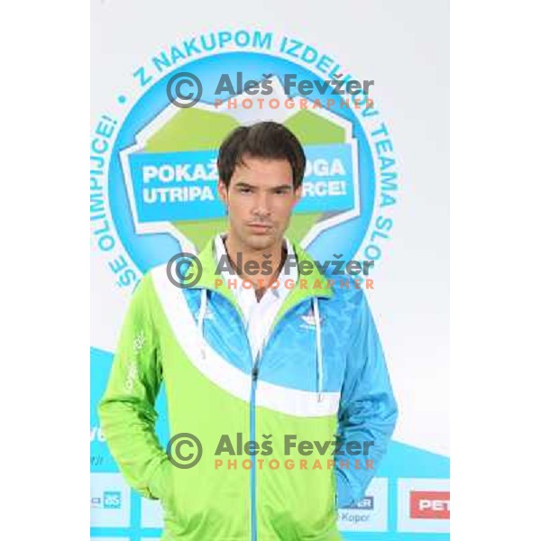 Presentation of Slovenia Olympic team clothing collection for London 2012 Summer Olympic Games at Petrol station in Ljubljana, Slovenia on June 22, 2012 