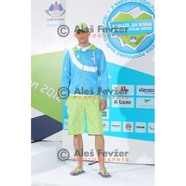 Presentation of Slovenia Olympic team clothing collection for London 2012 Summer Olympic Games at Petrol station in Ljubljana, Slovenia on June 22, 2012 