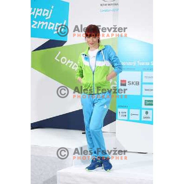 Presentation of Slovenia Olympic team clothing collection for London 2012 Summer Olympic Games at Petrol station in Ljubljana, Slovenia on June 22, 2012 