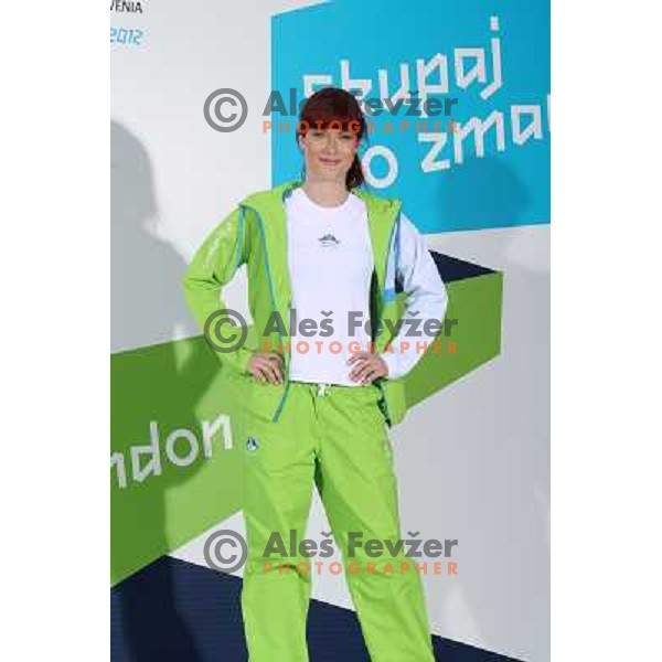 Presentation of Slovenia Olympic team clothing collection for London 2012 Summer Olympic Games at Petrol station in Ljubljana, Slovenia on June 22, 2012 