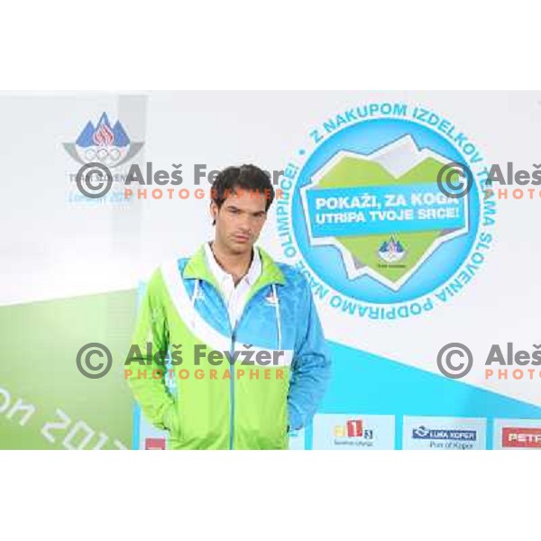 Presentation of Slovenia Olympic team clothing collection for London 2012 Summer Olympic Games at Petrol station in Ljubljana, Slovenia on June 22, 2012 