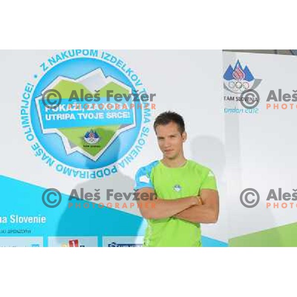 Presentation of Slovenia Olympic team clothing collection for London 2012 Summer Olympic Games at Petrol station in Ljubljana, Slovenia on June 22, 2012 
