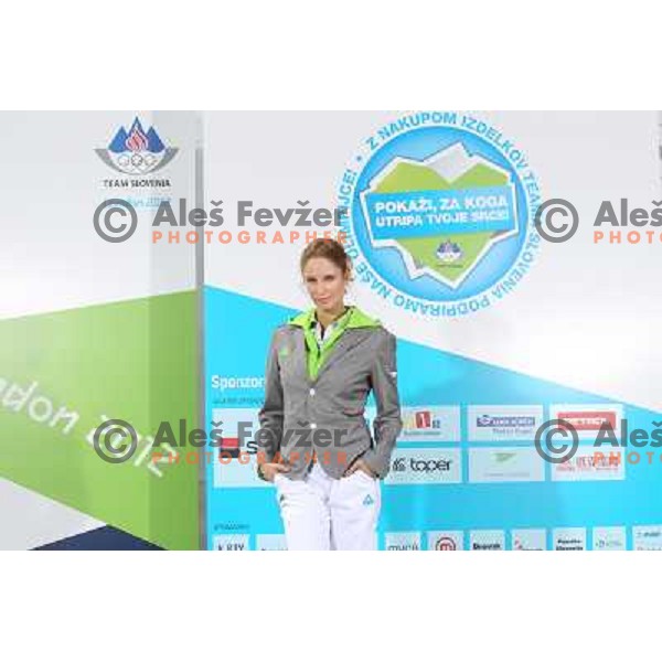 Presentation of Slovenia Olympic team clothing collection for London 2012 Summer Olympic Games at Petrol station in Ljubljana, Slovenia on June 22, 2012 
