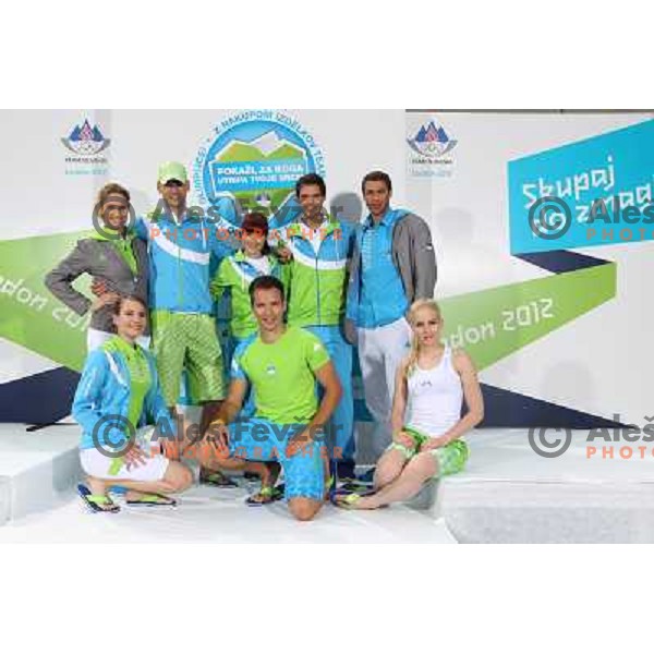 Presentation of Slovenia Olympic team clothing collection for London 2012 Summer Olympic Games at Petrol station in Ljubljana, Slovenia on June 22, 2012 