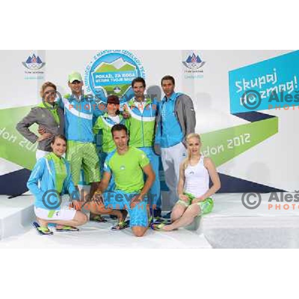 Presentation of Slovenia Olympic team clothing collection for London 2012 Summer Olympic Games at Petrol station in Ljubljana, Slovenia on June 22, 2012 