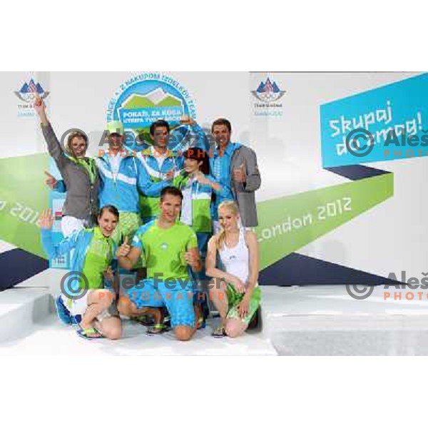 Presentation of Slovenia Olympic team clothing collection for London 2012 Summer Olympic Games at Petrol station in Ljubljana, Slovenia on June 22, 2012 