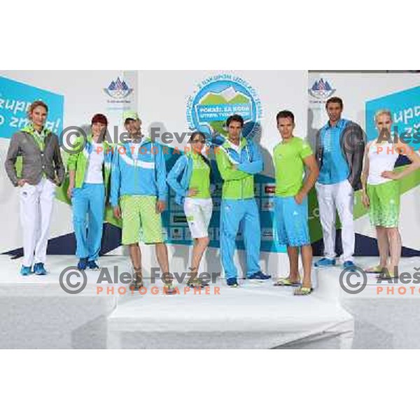 Presentation of Slovenia Olympic team clothing collection for London 2012 Summer Olympic Games at Petrol station in Ljubljana, Slovenia on June 22, 2012 