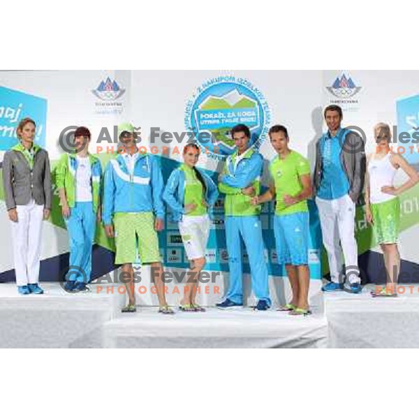 Presentation of Slovenia Olympic team clothing collection for London 2012 Summer Olympic Games at Petrol station in Ljubljana, Slovenia on June 22, 2012 