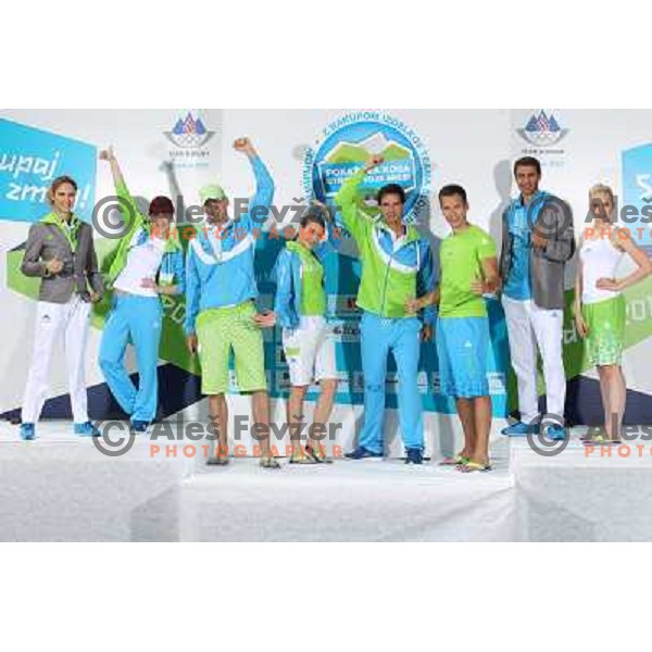 Presentation of Slovenia Olympic team clothing collection for London 2012 Summer Olympic Games at Petrol station in Ljubljana, Slovenia on June 22, 2012 