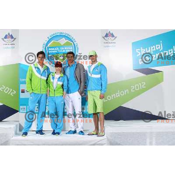 Presentation of Slovenia Olympic team clothing collection for London 2012 Summer Olympic Games at Petrol station in Ljubljana, Slovenia on June 22, 2012 