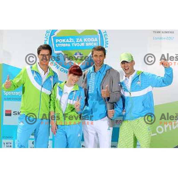 Presentation of Slovenia Olympic team clothing collection for London 2012 Summer Olympic Games at Petrol station in Ljubljana, Slovenia on June 22, 2012 